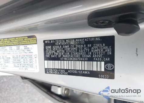 2006 Toyota Camry Std из США, поврежденный, VIN 4T1BE32K26U704630